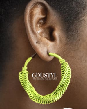 Belles boucles d'oreille créole torsadée vert fluo