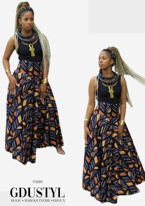 Jupe Wax longue "Aline Sitoé Diatta" - Boutique africaine - Vêtements wax