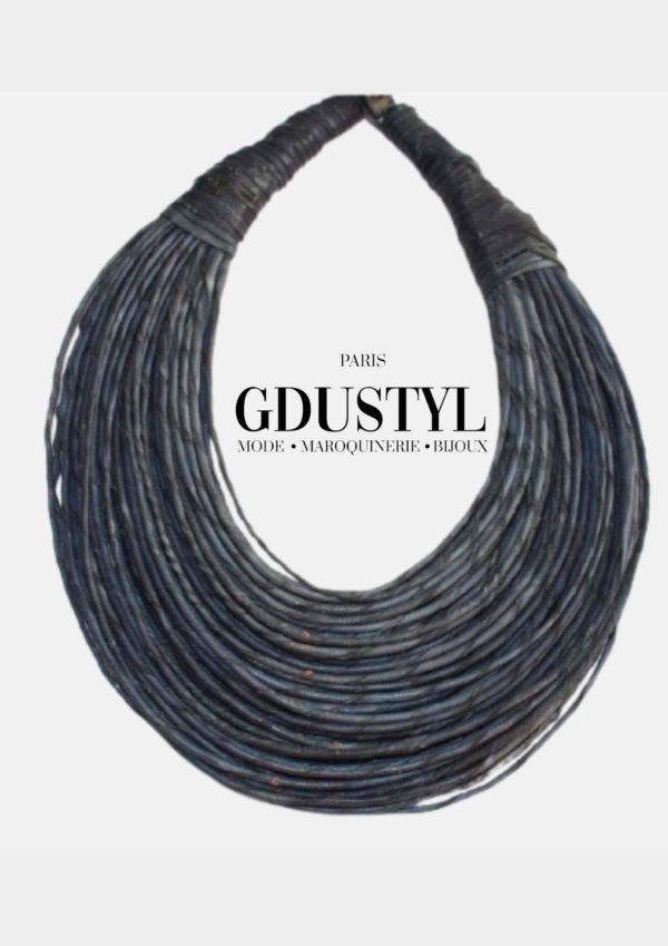 Collier cuir "Athenan gris"