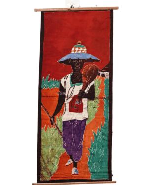 Tableau batik “Moussa le chasseur”