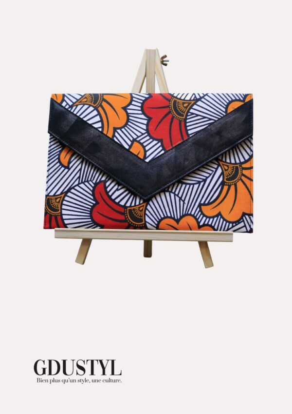 Pochette cuir-wax "Yamouna"
