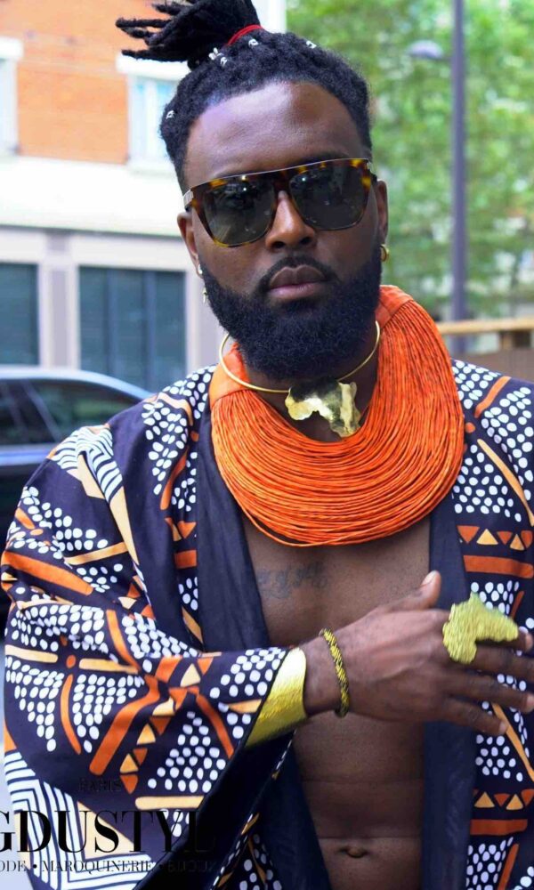 Collier cuir "Athenan Orange" XL – Image 2