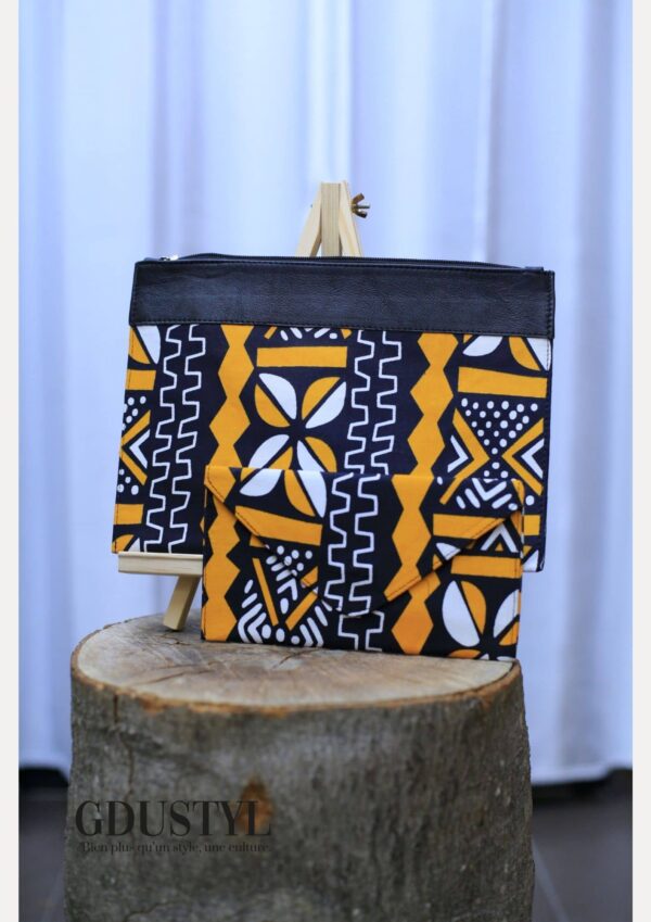 Pochette cuir-wax "Yacina" – Image 2
