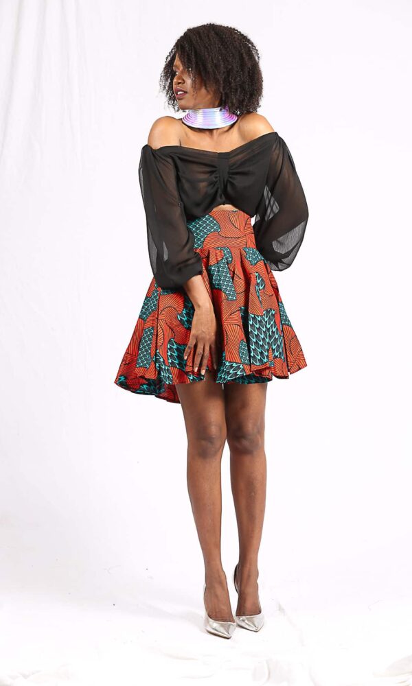 Jupe Wax "Ndaté Yalla turquoise" – Image 3