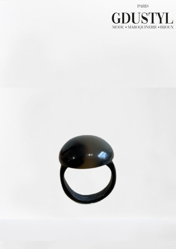 Bague en corne "la belle boule grise" – Image 4