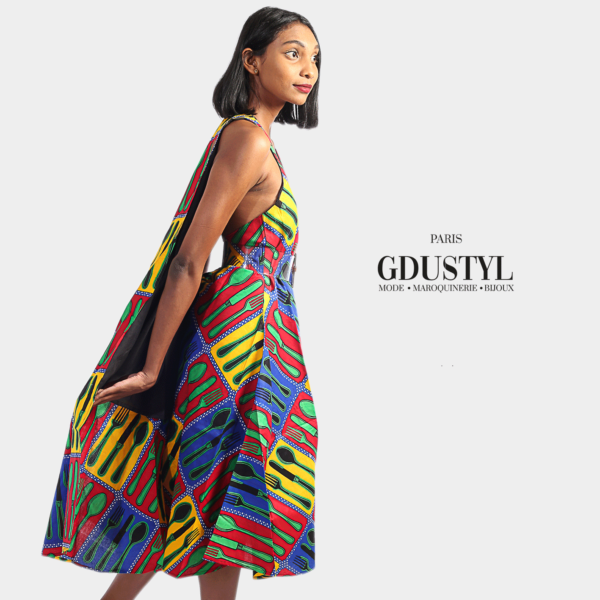 Robe Wax Mi-longue "ALDIANA" Tricolore – Image 2